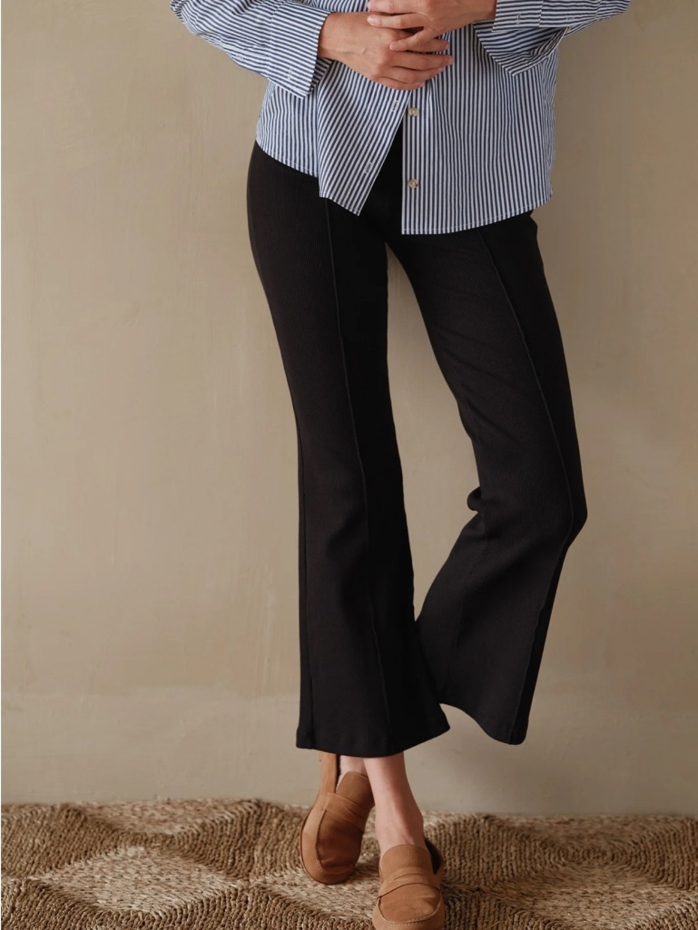 Donni Rib Kick Flare Black